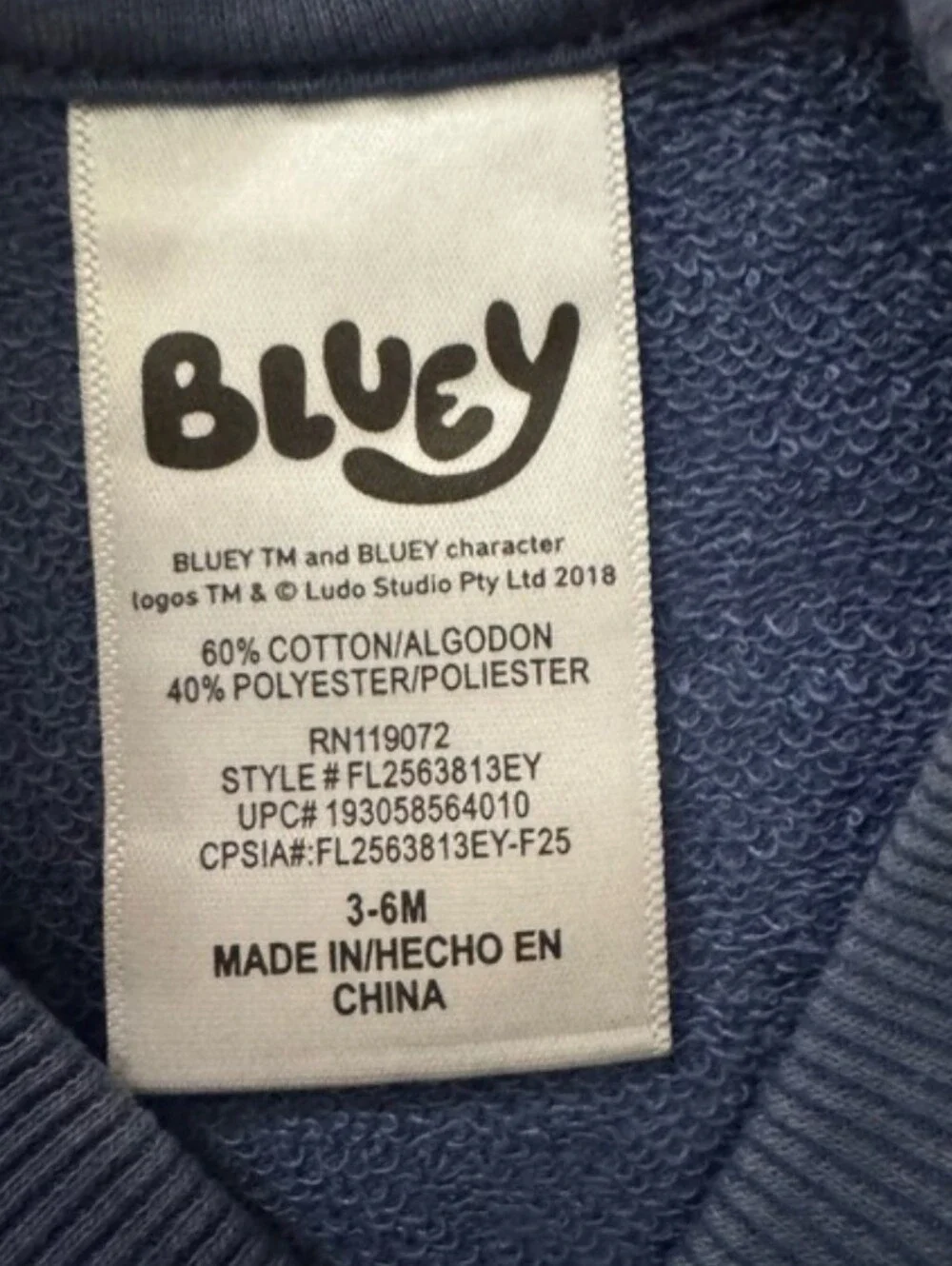 Bluey Navy Blue Baby Romper - 3-6mos NWT